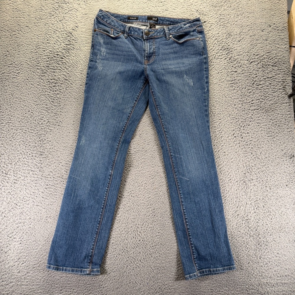 A.n.a Jeans Womens 12 Blue Cotton Denim Straight Workwear Travel Utility Stretch